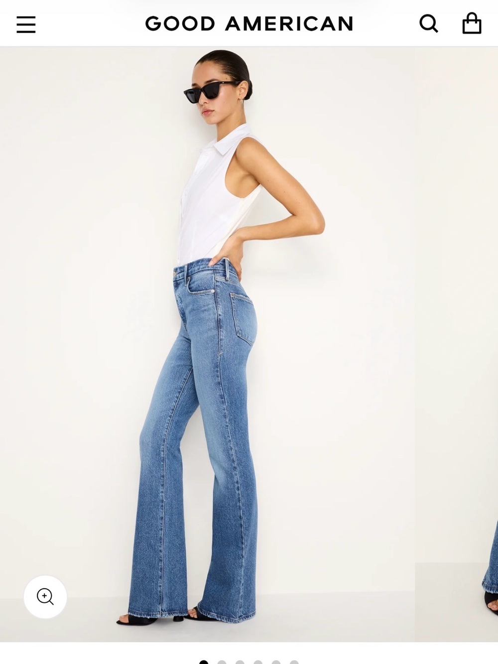 Good American “Soft Tech Good Classic Bootcut Jeans” - Picture 6 of 7